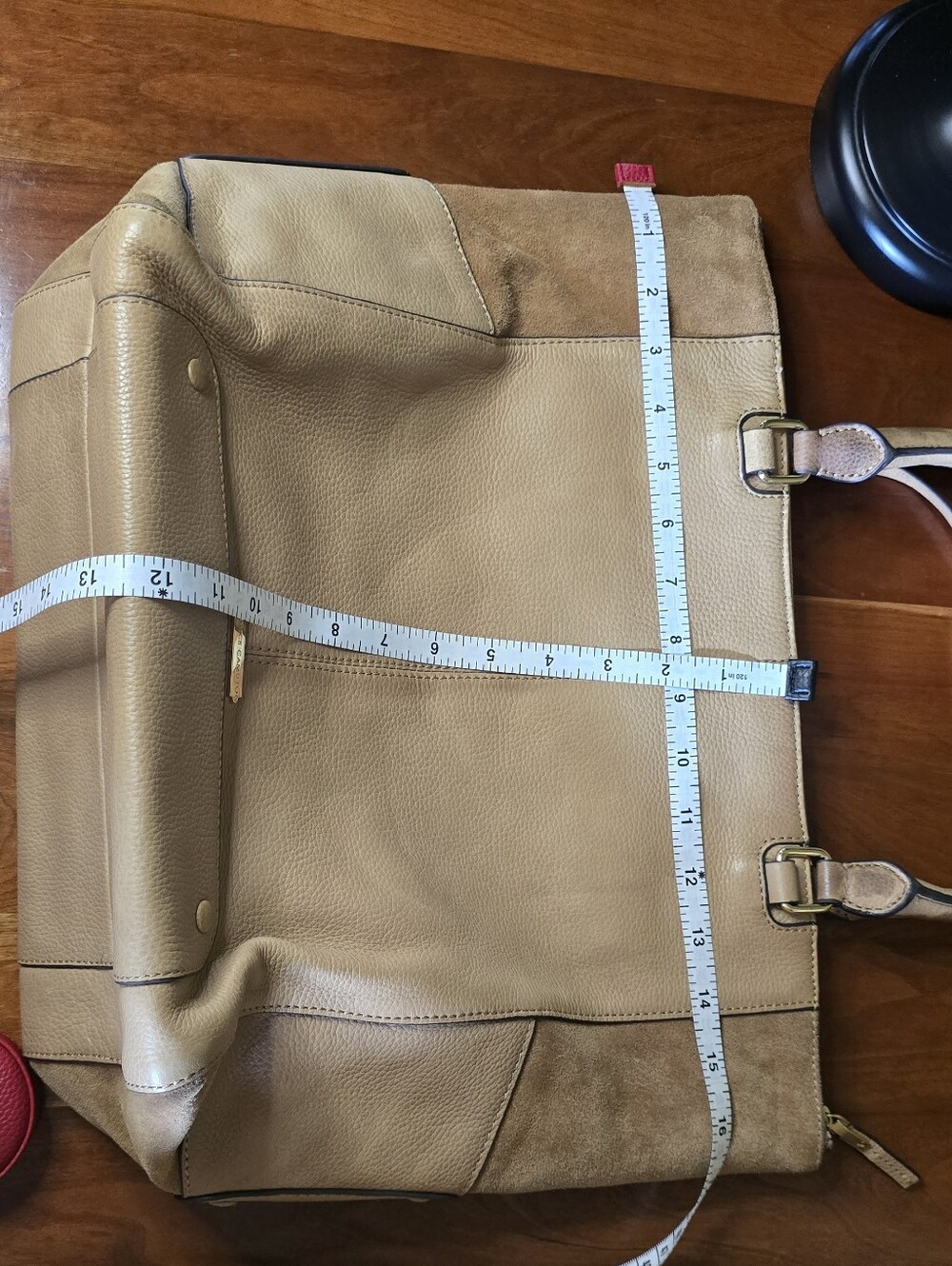 Vince Camuto Leather Suede Tan Mikey Tote Large - Picture 6 of 11